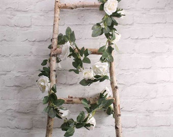 Garland Tail, Cream Rose Garland, Artificial Garland Balloon tail, Wedding Decor, Balloon Banner, Flowers, Botanical Wedding, Vine Garland