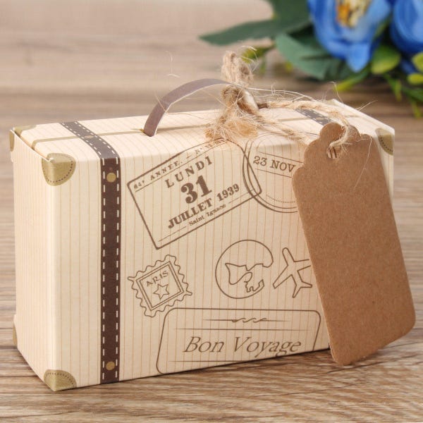 Wedding Favor Boxes, Wedding Favor Suitcase Kraft Candy Boxes Sweet Gift Box Party, Wedding Party Favor DIY, Rustic, Vintage