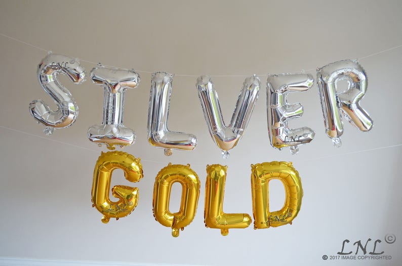 Mr Mrs Gold Silver Balloon, Mr Mrs Balloon, 40 inch balloons, letter balloons, Wedding Balloons, Wedding Balloons, Silver Balloons image 2