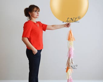 Champagne, Custom Tail Tassel, Balloons, Wedding Balloons, 36" Balloons, Birthday, Tail Tassel, Ivory, Orange, Pink / Candlelight Blush