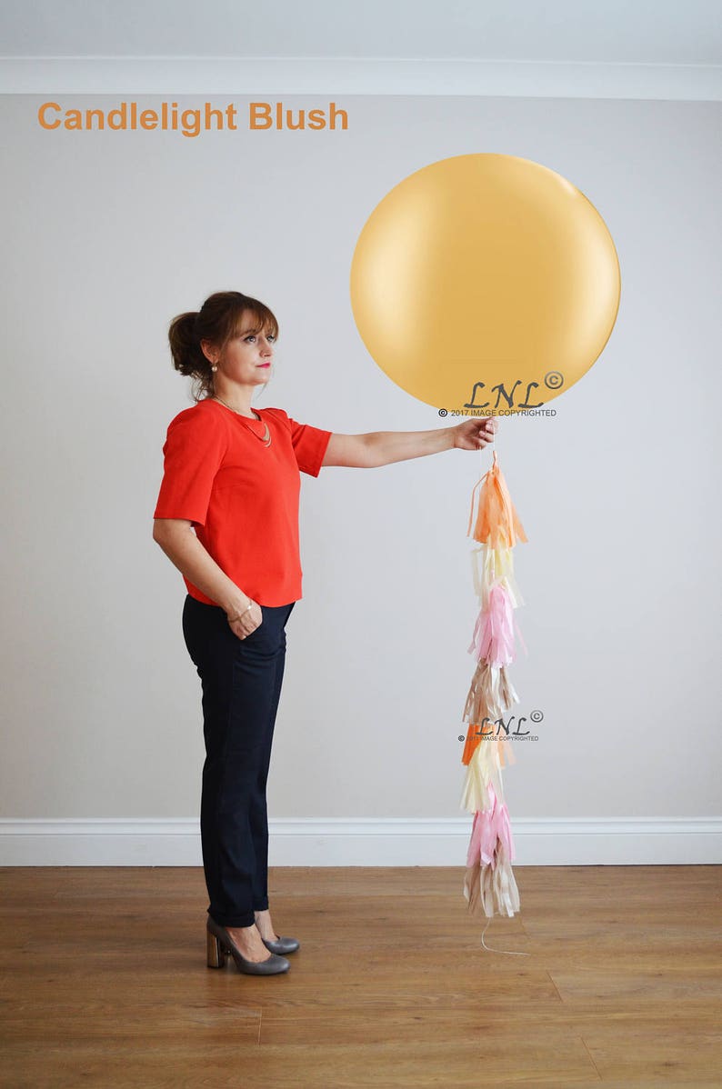 Champagne, Custom Tail Tassel, Balloons, Wedding Balloons, 36 Balloons, Birthday, Tail Tassel, Ivory, Orange, Pink / Candlelight Blush image 1