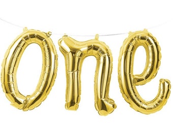 One Script Balloon, Gold Balloons, Script, party, 1st birthday,baby shower, One Script Balloon, garland, smash