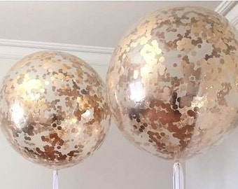 Rose Gold Balloons Confetti, Bridal, Wedding, Gold Balloons, Silver, Engaged, Hen, Baby, One, rose gold confetti, one, blush pink