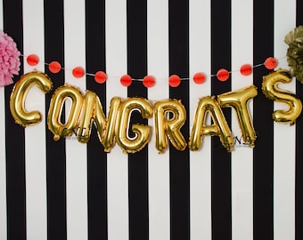 Congrats Gold balloons | silver mylar foil letter balloon banner rose gold balloons grad party balloons, graduation, DIY tassels