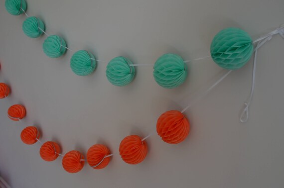 Honeycomb Garland 7 Feet Party Decoration Mint Coral Banner Etsy