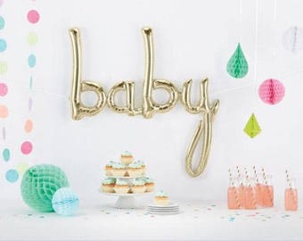 Baby Script Balloon Banner, Balloon, Wedding Balloons, Party Balloon, Shower Script Balloon, Silver Champagne, Gender Reveal, Baby Shower