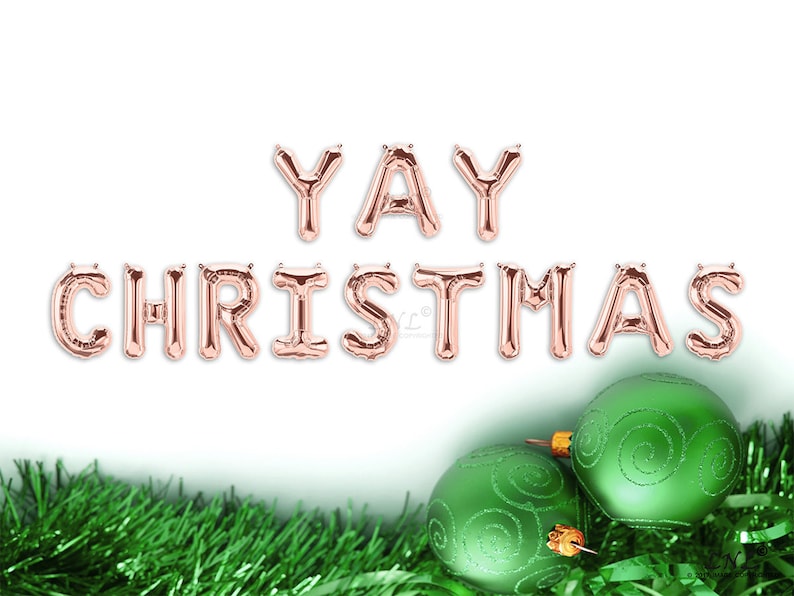 YAY CHRISTMAS Merry Christmas Banner Christmas Balloons Gold Balloons Rose Gold Balloon New Year Party Balloons Silver