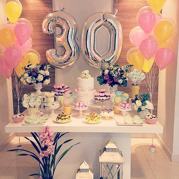 30 Heureux Anniversaire 40 Ballons Rose Ballons Or Etsy France
