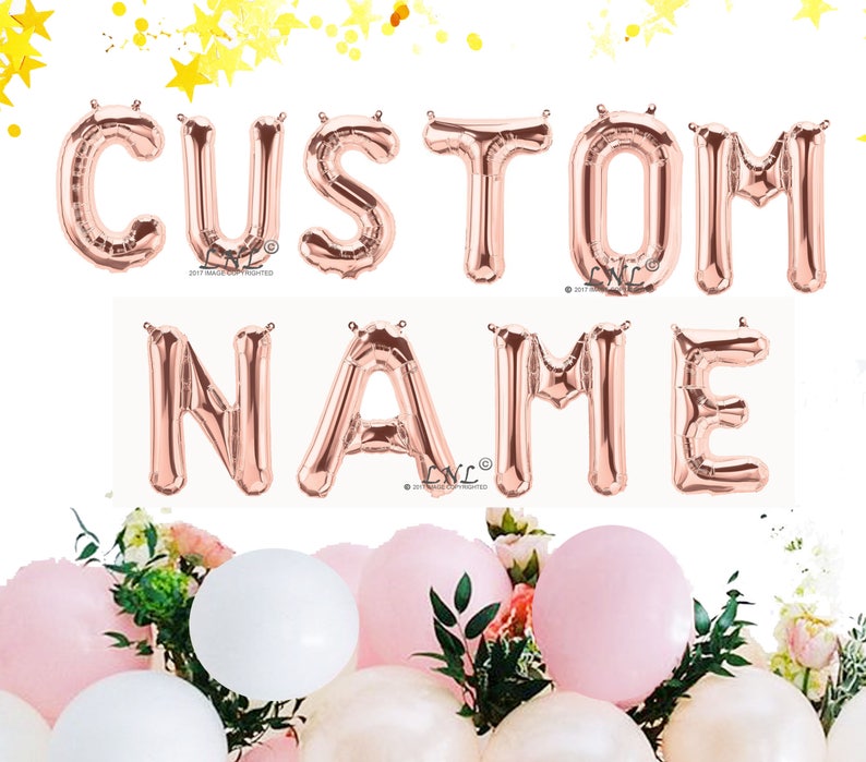 Rose Gold Balloon, Custom Name, Custom, 16 Rose Gold Letter & Number balloons, Balloons Garland, Rose Gold, Birthday Balloons image 1