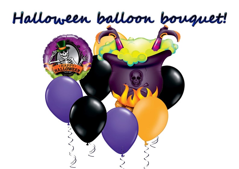 Purple 11 inch Boo Happy Halloween party Birthday Pot Balloons balloon bouquet Spooky helium Orange Scary Ceiling