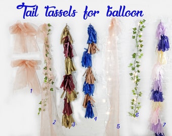 Tail tassel Garland, tails for balloons, rose gold organza, burgundy, navy, lavender, ivy flower, balloon tail tassel, garlands, tissue