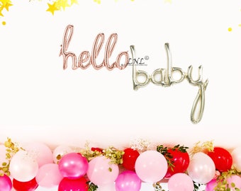 Hello Baby Script Balloon, Silver Balloons, Script, party, wedding, birthday,baby shower, One Script Balloon, Rose Gold Balloons