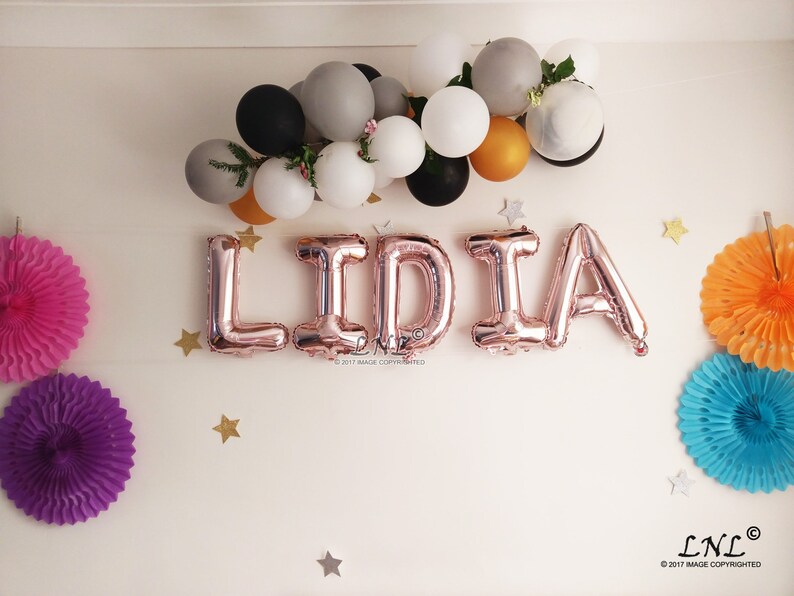 Rose Gold Balloon, Custom Name, Custom, 16 Rose Gold Letter & Number balloons, Balloons Garland, Rose Gold, Birthday Balloons image 9