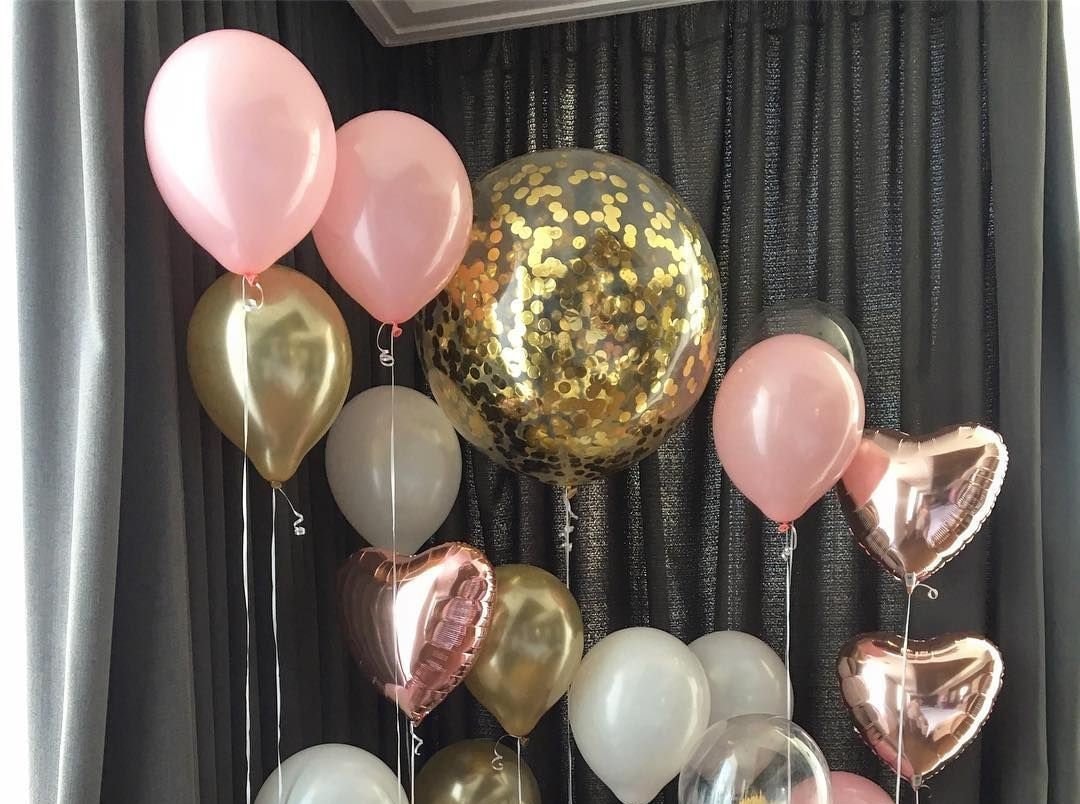 Palloncini coriandoli d'oro, Rosa blush, Palloncini in oro rosa