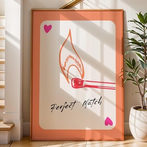 Perfect Match Wall Art, Aesthetic Poster Funky Home Decor, Perfect Match Eclectic Wall Art Printable, Retro Match Digital Download Prints