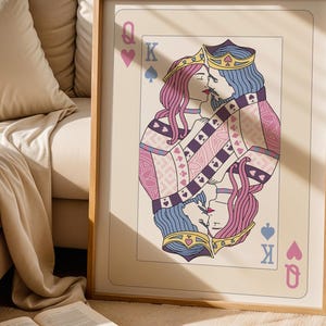 Decorazione da parete con carte da gioco retrò "Re di Picche" e "Regina di Cuori", stampe artistiche da parete con decorazioni a tema dopamina, roba da ragazzi, arte estetica per la camera da letto