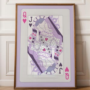Queen of Hearts Kissing Retro Wall Art Prints, Maximalist Art Dopamine Decor, Playing Card Poster, Funky Printable, Bedroom Decor Aesthetic