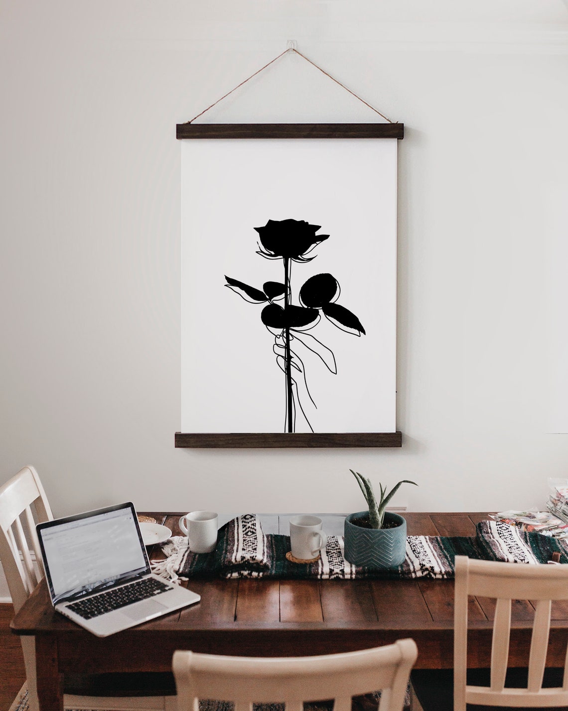 Black Rose Wall Art Black and White Art Prints Minimalist Etsy
