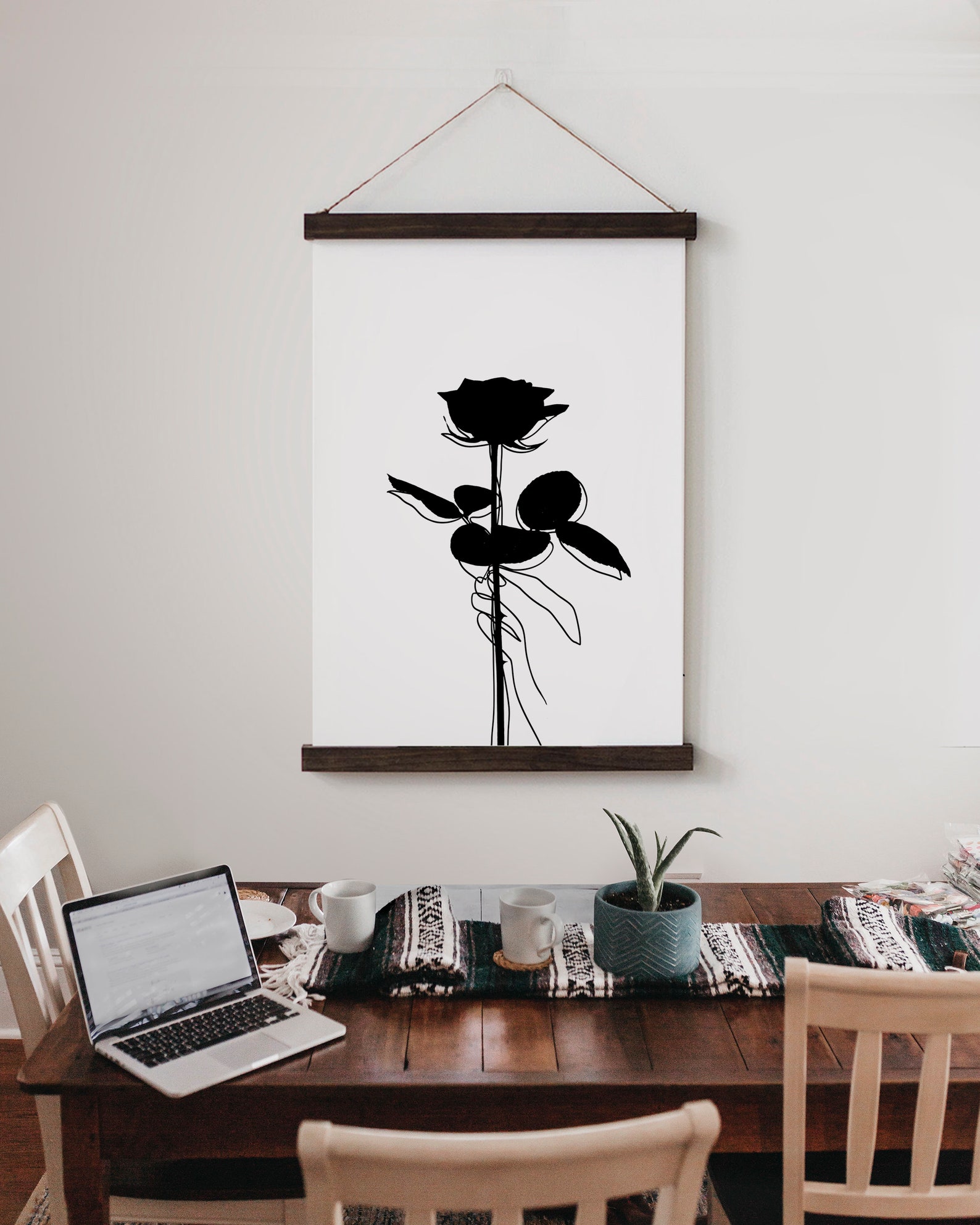 Black Rose Wall Art Black and White Art Prints Minimalist Etsy