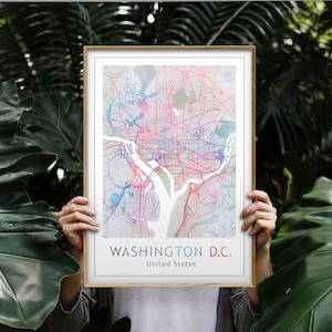 Washington DC Karte Drucke Wandkunst, Bunte Wand Kunst Druckbare Karte Kubik Dekor Skandinavisches Poster, Moderne Wohndekor Digitale Download Kunst