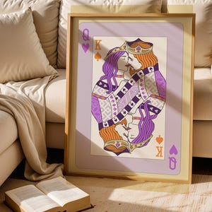 Stampe artistiche da parete con Regina di Cuori e Re di Picche, decorazioni da parete con carte da gioco retrò, decorazioni con dopamina, roba da preppy, poster estetici per la camera da letto
