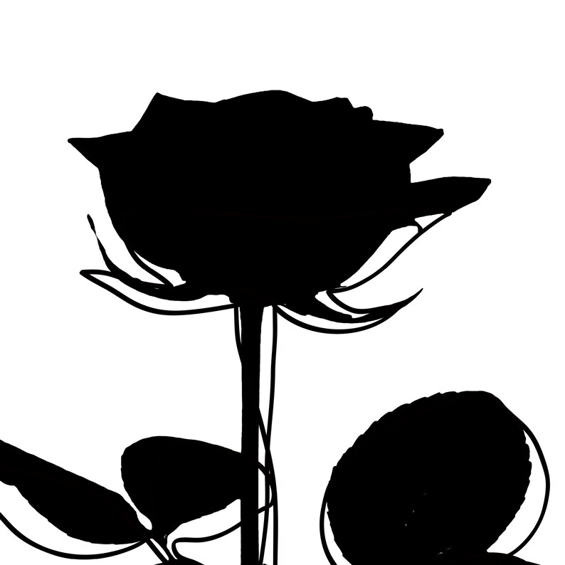 Black Rose Wall Art Black and White Art Prints Minimalist Etsy