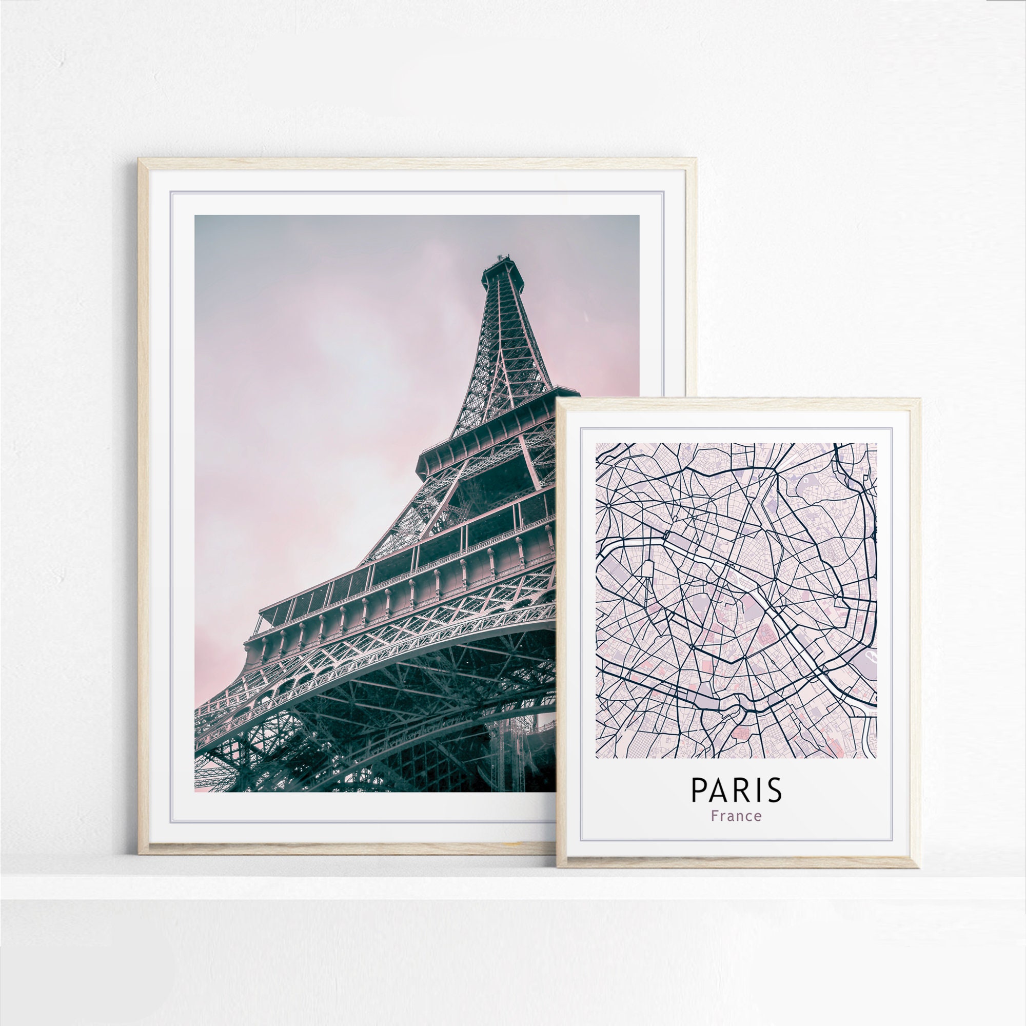 Paris Map Wall Art Map of Paris Bedroom Decor Set of 2 Etsy