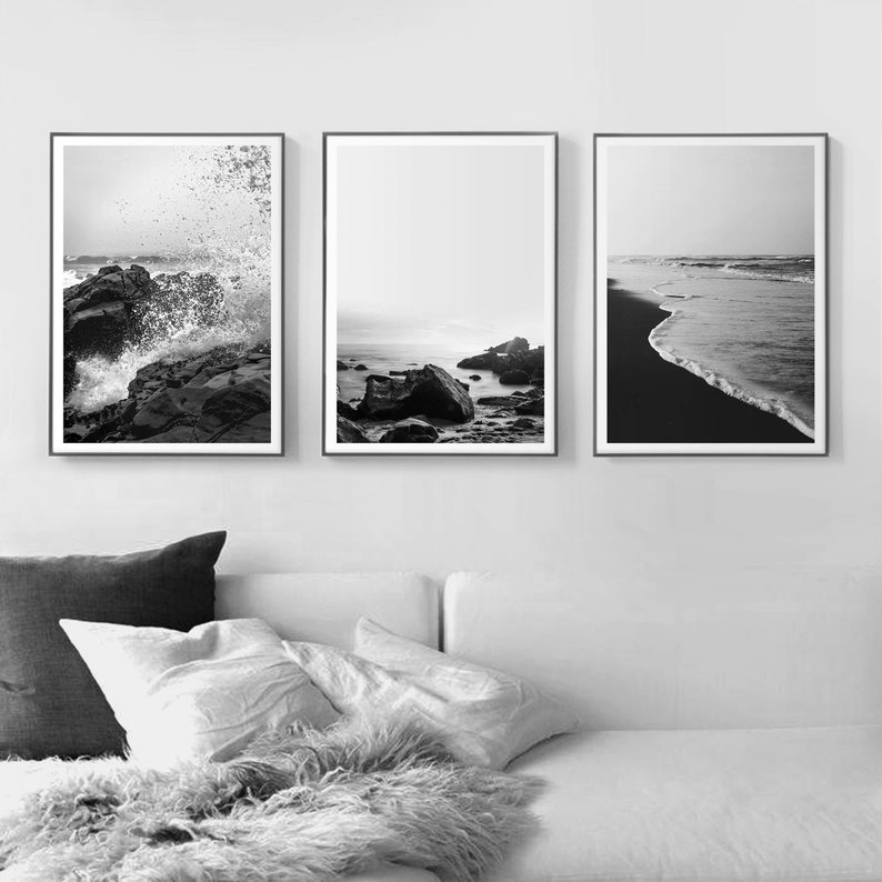 3 Piece Wall Art Black and White Photography Prints Living Etsy UK