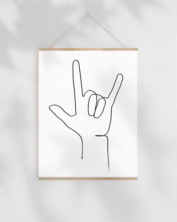 I Love You Sign Hand Language One Line Art Prints Continuous Etsy I Love You Sign Hand Language One Line Art Prints Continuous Etsy