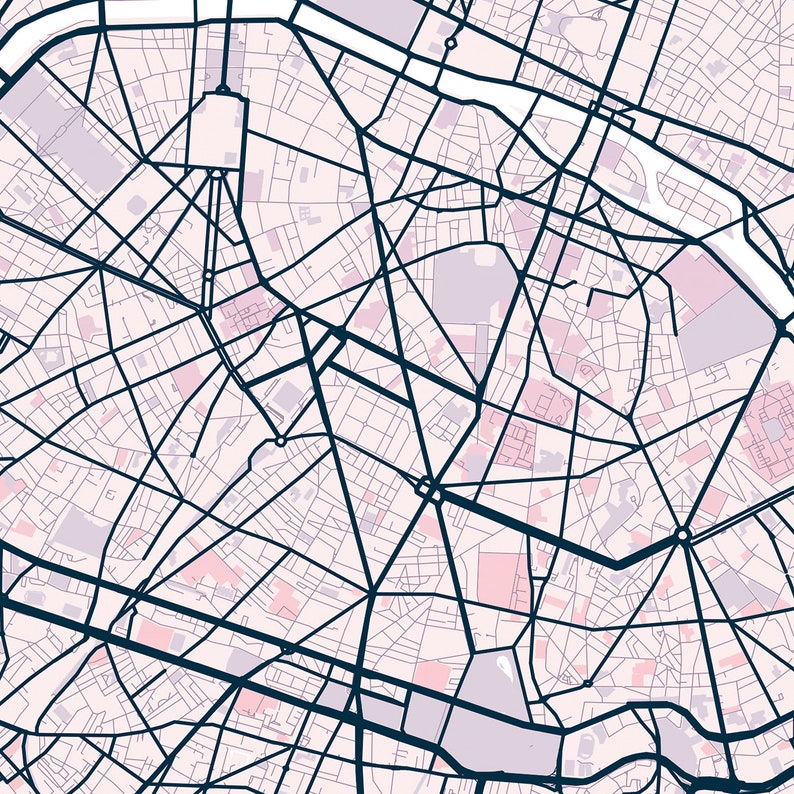 Paris Map Wall Art Map of Paris Bedroom Decor Set of 2 Etsy