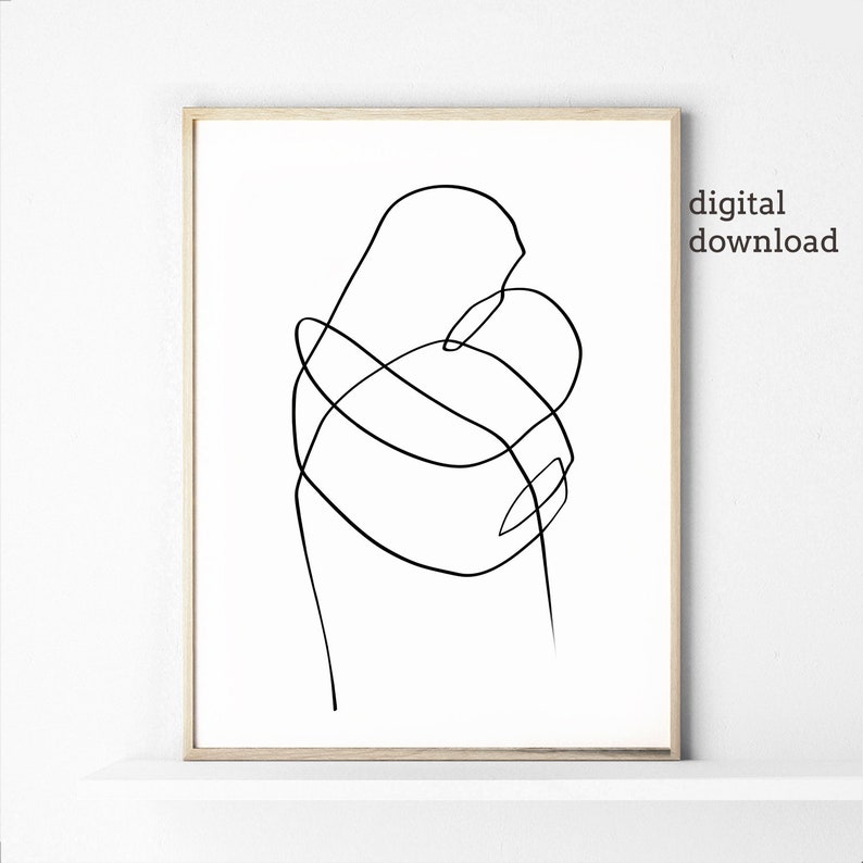 One Line Drawing Art Set Printable Abstract Love Couple Art | Etsy