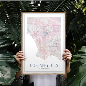 Los Angeles City Map Printable Wall Art, LA California Art Print Digital Download, Los Angeles Poster Map Art, LA City Map Colorful Art