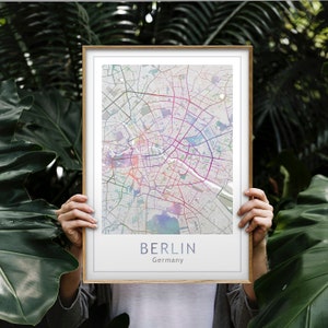 Berlin Karte Dekor, Stadt karte Poster downloadbare Drucke, Skandinavische Druck Karte Digitaler Download, Berlin Print Bunte Wand Kunst druckbare Karte