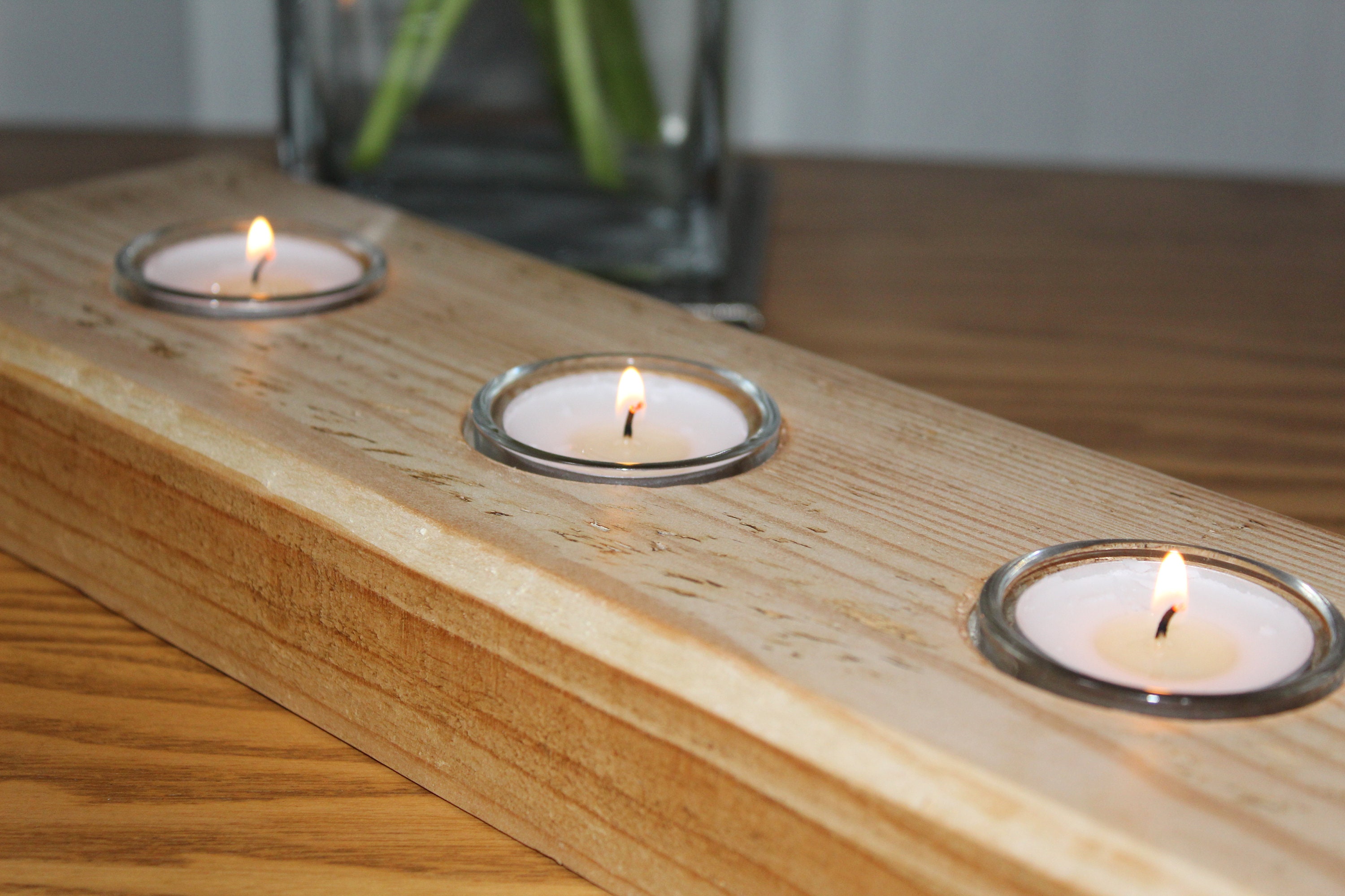 Handcrafted Rustic Wood Tea Light Holder with chamfered edges Etsy