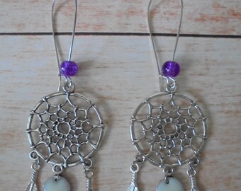 Earrings-"Dreamcatcher" silver, Pearl and sequin