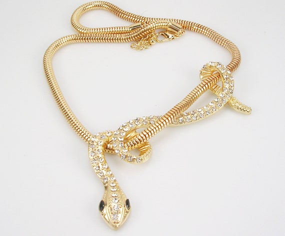 Kenneth Jay lane  Crystal  Snake Necklace  18" 3"… - image 1