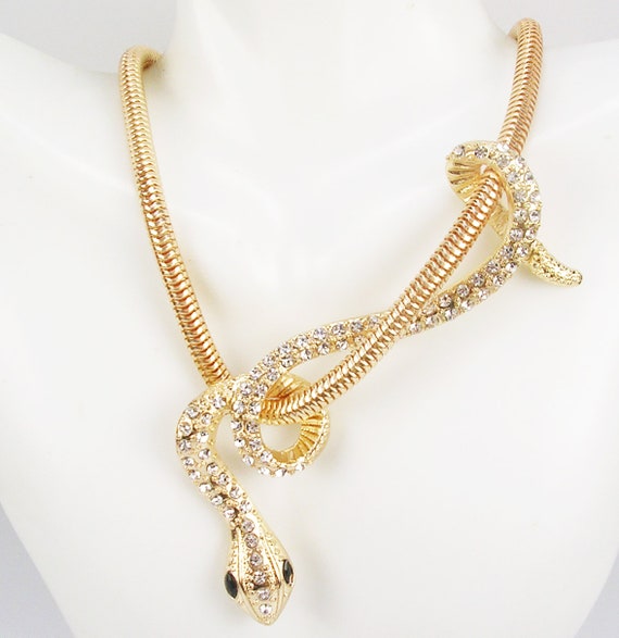 Kenneth Jay lane  Crystal  Snake Necklace  18" 3"… - image 3