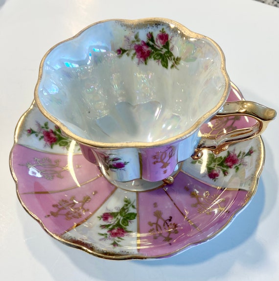 Vintage Floral  English Bone Chine Cup and Saucer… - image 1