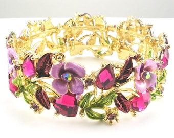 Joan Rivers lila armband met hartjes en bloemen gemiddeld