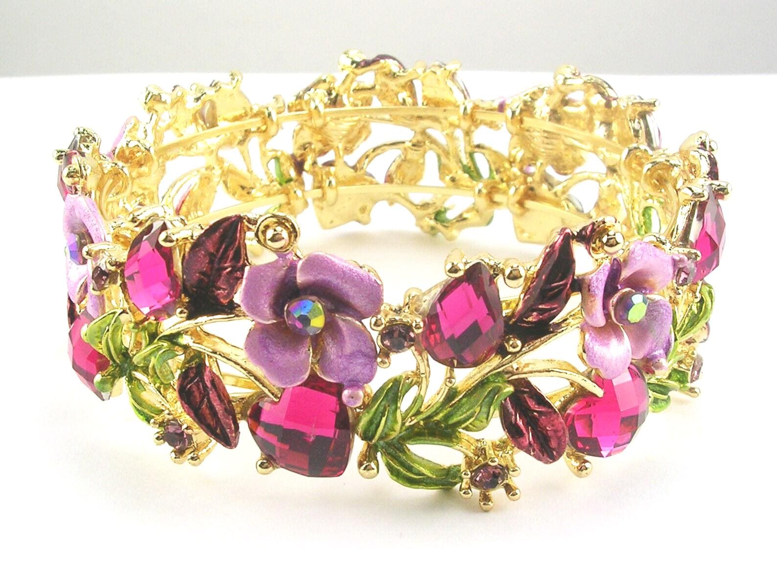 OPC CN Elegant Purple Floral Bracelet Coppertone Flower Rhinestones Buy GP Italian Garden Collection Multi Gemstone 18.80 ctw  main image 3