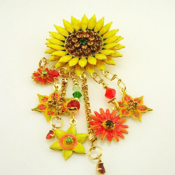 Lunch at the Ritz 2GO  Sunflower Brooch  4" Long