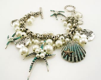 Joan Rivers Faux Pearl Star Fish Charm Bracelet 7 1/2 to - Etsy