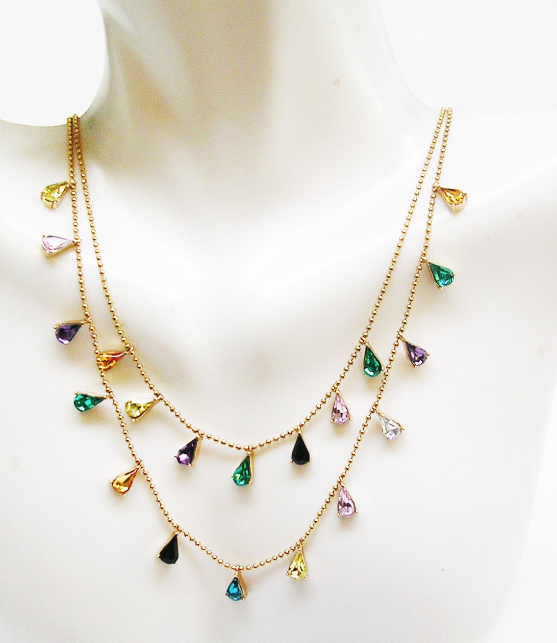 Lori Goldstein logo Multi Color Crystal Necklace 17 3 Etsy