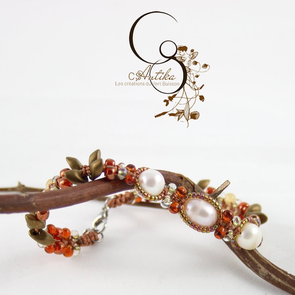 Bracelet style 18ème "Anna", perles de verre et d'eau douce fait main en France, bijou de créateur CSAntika, style Bridgerton