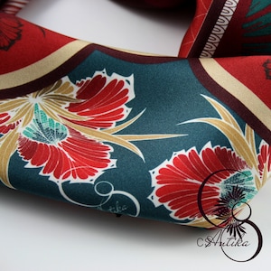 Natural silk twill square - &quot;New Art 002&quot; motif - French craftsman designer scarf - Designed in France - High Quality