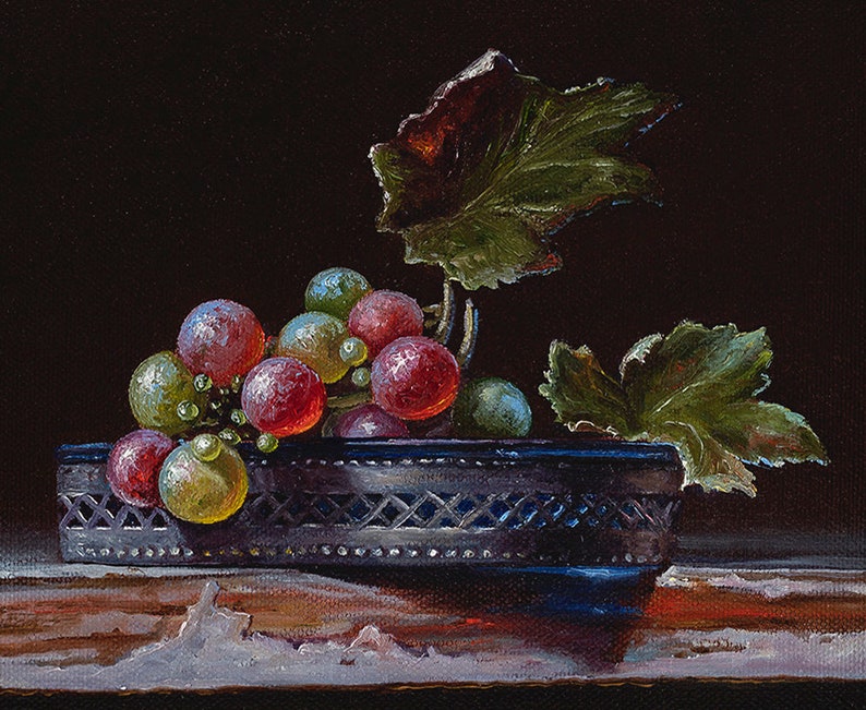 Grapes. Hyper realistic still life painting oil on canvas. Etsy