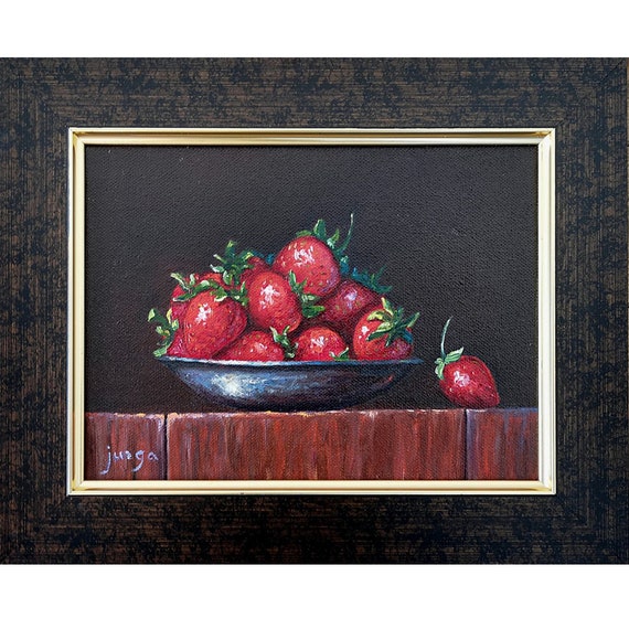 Bowl Of Strawberries Hyper Realistic Still Life Painting Oil Etsy
