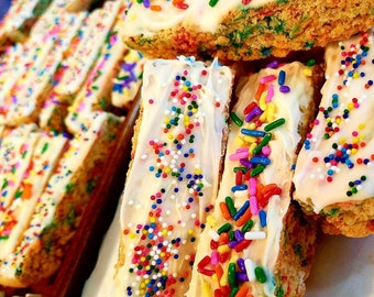 Gourmet/Funfetti Biscotti covered in White Chocolate/ Gifts/Delicious/ 1 Lb