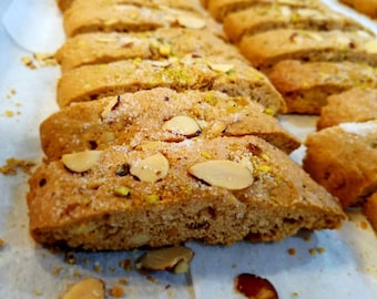 Artisan-Biscotti- Italian cookies-Almond-  Pistachio-Delicious-Handmade- Birthday Gifts/1 Lb