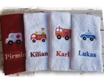 Towel with name fire brigade ambulance police 30×50 cm